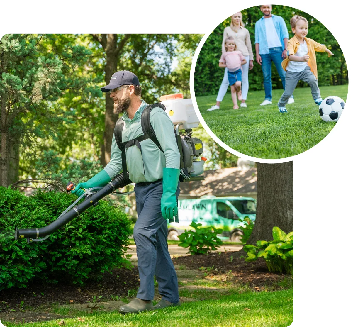 family playing outside mosquito free lawn